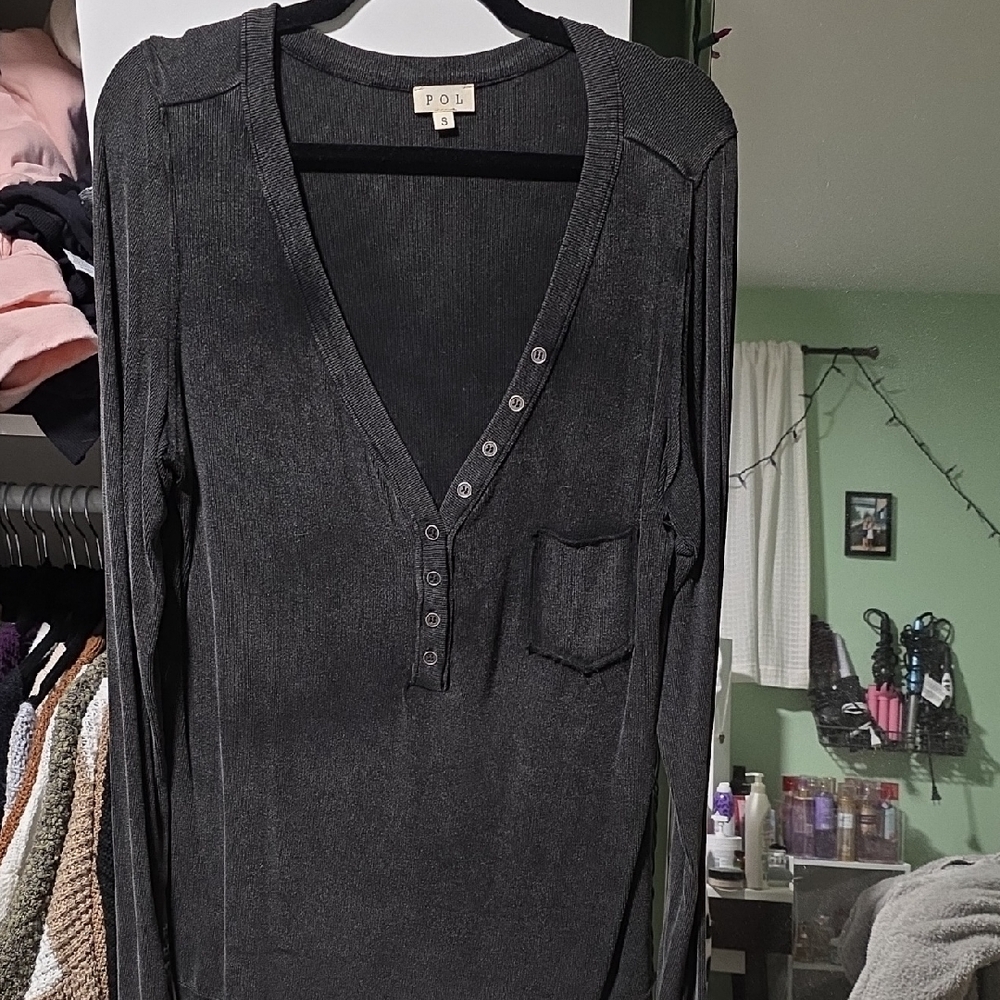 POL Black Long Sleeve Top